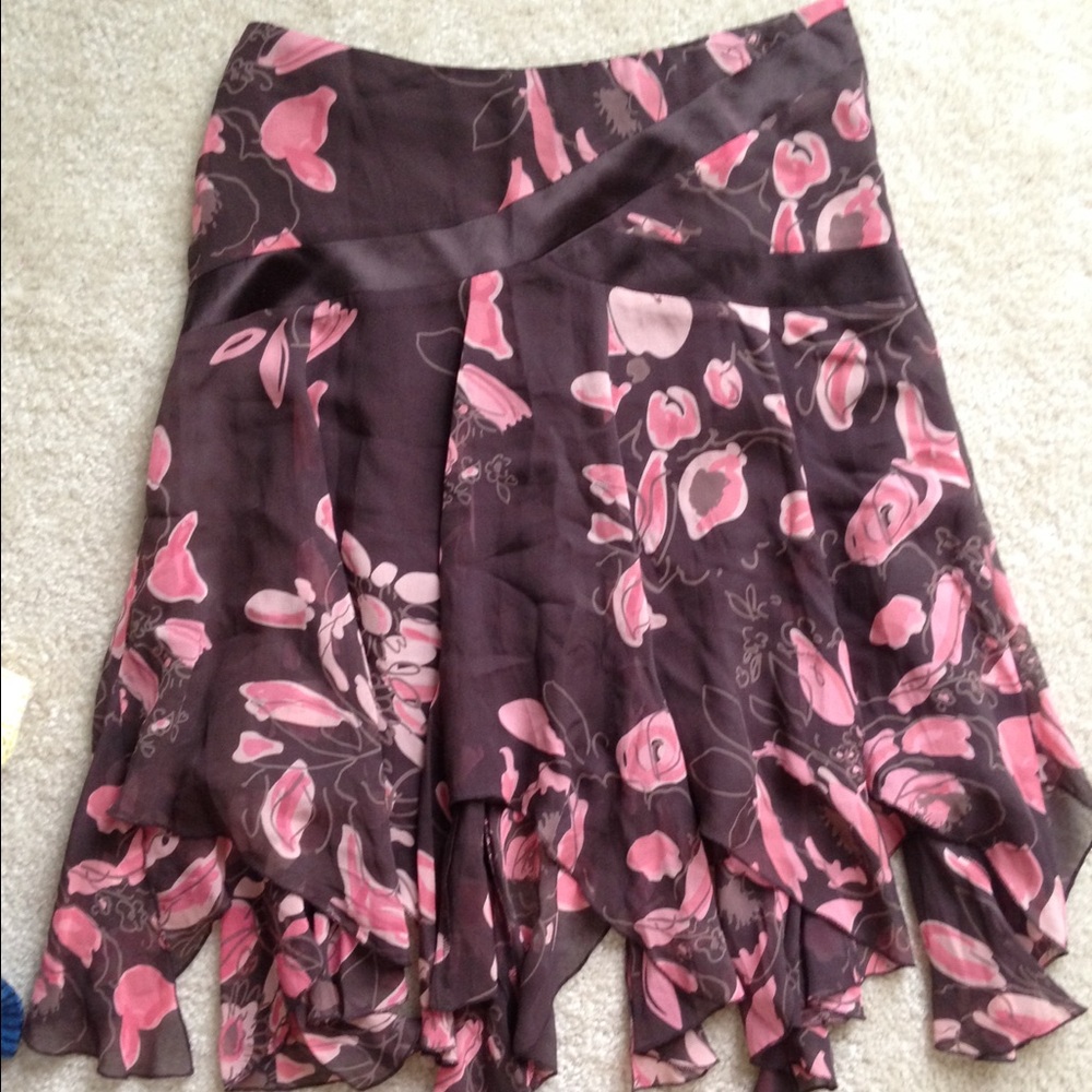 BEBE Pink Brown Pattern Skirt Small